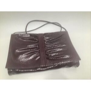 𝅺VINTAGE 80s Maryann‎ Rosenfeld Snake Print Bag Burgundy 12x9x2"